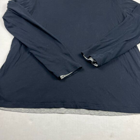 Vince Mens Double Layer Long Sleeve Crew Neck T-Shirt Black Gray Soft Tee XL - Picture 2 of 10